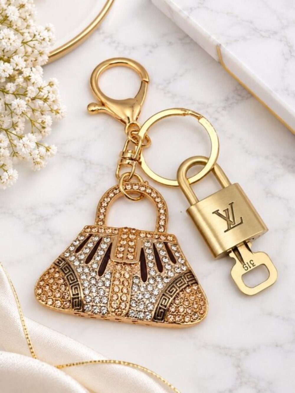 Authentic Louis Vuitton Gold Padlock 🔒 Key Set w/ Bag Charm